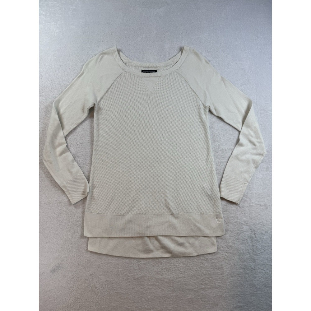 American Eagle Women's Cream Layering Sweater Size Small Y2K Vibes Light Soft